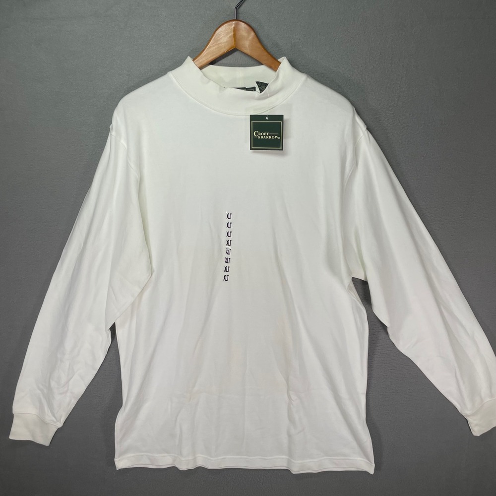 Croft & Barrow Mock Neck Shirt Mens XL Tall White NWT Long Sleeve Flaw